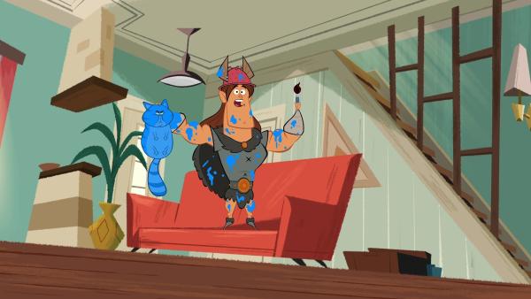 Bild 1 von 4: Gorbar hat seine Malkünste an Kater Maurice ausprobiert.