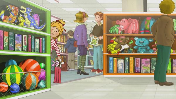 Bild 1 von 2: Conni fühlt sich ganz allein in dem großen Kaufhaus, sie hat sich verlaufen.