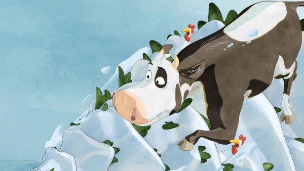 Bild 1 von 5: Lieselotte saust auf dem schönsten Tannenbaum Richtung Hof.© ZDF/WunderWerk - Honorarfreie Verwendung gemäß AGB im redaktionellen Zusammenhang mit genannter Sendung bei Nennung \