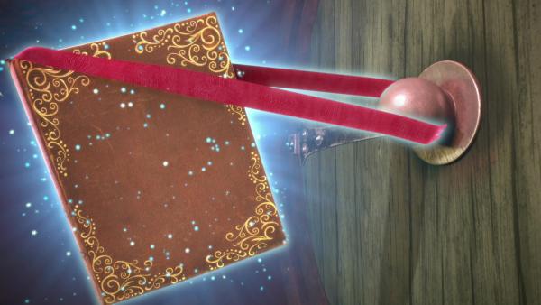 Bild 1 von 3: Das magische Buch Mauli hat panische Angst davor auf die Aliens zu treffen und will schnell zurück ins Haus.