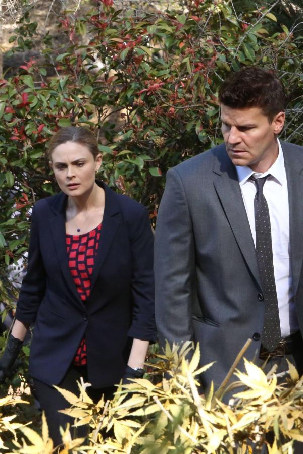Bild 1 von 8: Temperance Brennan (Emily Deschanel, l.); Seeley Booth (David Boreanaz, r.)