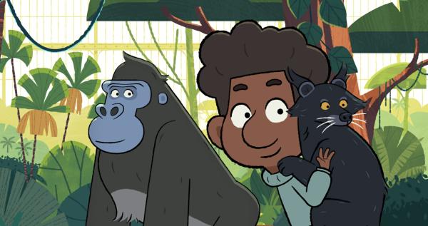 Bild 1 von 3: Während Taylor anderen im Reservat zur Hilfe eilt, versucht Tommy gemeinsam mit Gorilla Jack, ein Plätzchen für den Marderbär Onyx zu finden.