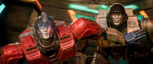 Bild 1 von 5: Chris Hemsworth (Orion Pax/Optimus Prime), left, and Brian Tyree Henry (D-16/Megatron) star in PARAMOUNT ANIMATION and HASBRO Present In Association with NEW REPUBLIC PICTURESA di BONAVENTURA PICTURES Production A TOM DESANTO / DON MURPHY ProductionA BAY FILMS Production \