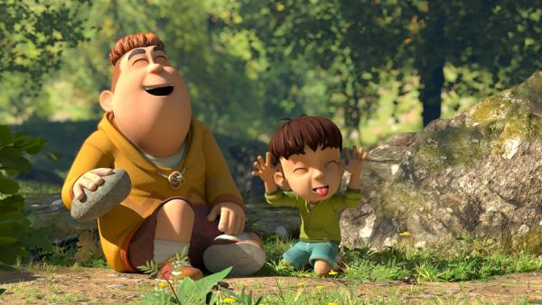 Bild 1 von 3: Der große, aber sanftmütige Samson ist Kleiner Fuß auf Anhieb sympathisch.© ZDF/La Station Animation - Honorarfreie Verwendung gemäß AGB im redaktionellen Zusammenhang mit genannter Sendung bei Nennung \