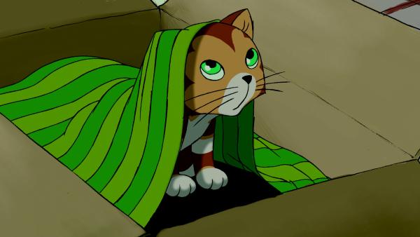 Bild 1 von 2: Der kleine Findus erkundet Petterssons große Wohnung.