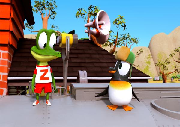 Bild 1 von 3: Zacki versteht Jonathans Wunsch, als Pinguin auch mal fliegen zu wollen. Das pfiffige Krokodil Zacki kann Jonathans Wunsch bestimmt erfüllen.