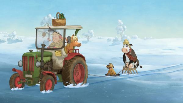 Bild 1 von 3: Lieselotte rodelt ausgelassen im Schlepptau nach Hause.
© ZDF/WunderWerk - Honorarfreie Verwendung gemäß AGB im redaktionellen Zusammenhang mit genannter Sendung bei Nennung \