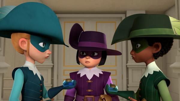 Bild 1 von 3: Die drei Musketiere Athos (links), Porthos (Mitte) und Aramis (rechts) sind die Beschützer von König Louis XIII bei jeder Gefahr. Ihre wahre Identität kennt niemand am Hof.
© ZDF/2024 Method Animation/Palomar/ZDF Studios - Honorarfreie Verwendung gemäß AGB im redaktionellen Zusammenhang mit genannter Sendung bei Nennung \