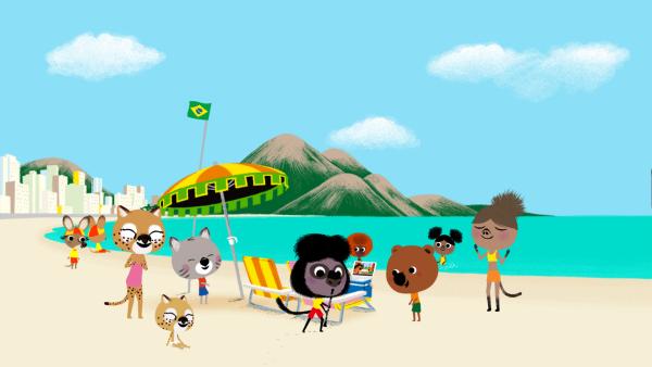 Bild 1 von 6: Nach der Bossa Nova-Lektion von seinem Onkel begeistert Miguel mit seiner Musik die Besucher am Strand von Rio de Janeiro.