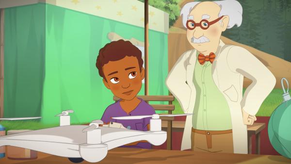 Bild 1 von 2: Harvey (l.) und Doc Dudley legen letzte Hand an Harveys Erfindung an.