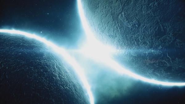 Bild 1 von 4: Bei der Kollision zweier Neutronensterne entstehen Elemente, die unser Leben prägen - zum Beispiel Gold.