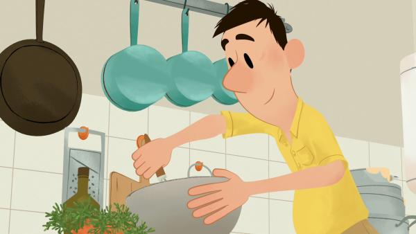Bild 1 von 5: Papa will das Menü für die Hotelgäste selbst kochen.