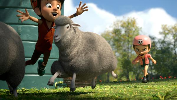 Bild 1 von 3: Beim Bockspringen hat Bohnenstange die Nase vorn, ganz zum Leidwesen von Marie.© ZDF/La Station Animation - Honorarfreie Verwendung gemäß AGB im redaktionellen Zusammenhang mit genannter Sendung bei Nennung \