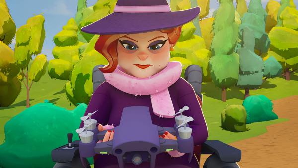 Bild 1 von 2: Dr. Speck bespitzelt die Gruppe mit einer Drohne.© KiKA/MACK Magic/Der Kinderkanal von ARD und ZDF, 2025- Honorarfreie Verwendung gemäß AGB im redaktionellen Zusammenhang mit genannter Sendung bei Nennung \