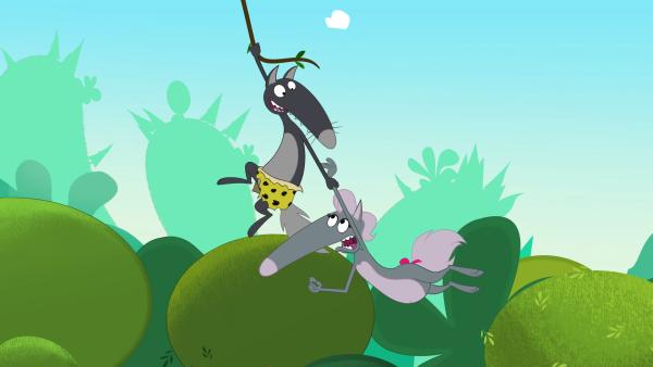 Bild 1 von 5: Die Hängepartie im Dschungel ist nicht ganz Wolfines Geschmack.