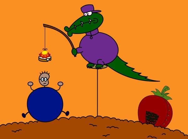 Bild 1 von 2: Der Müller hat nicht nur eines - nein, er hat unzählige Marmeladenbrote parat. TOM wird kugelrund. Gut, dass das Krokodil staatlich geprüfter Bauchwegtrainer ist.