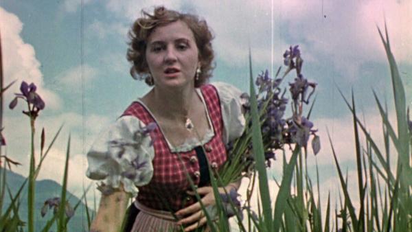 Bild 1 von 4: Eva Braun pflückt Blumen.