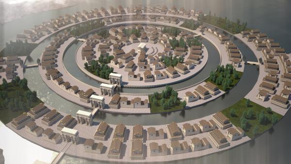 Bild 1 von 5: Ringförmiges Inselreich: So prächtig und genial konstruiert könnte Atlantis ausgesehen haben.