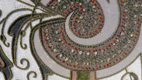 Bild 1 von 12: Im Bild: Die Symmetrie ordnet im barockgarten die Natur unter. Blumenbeete werden in geometrischen Formen gepflanzt, Gärten bekommen Haupt- und Nebenachsen.