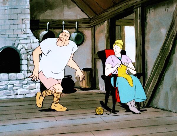Bild 1 von 2: Im Bild: Der Riese und seine Frau sind überglücklich, dass der gefürchtete Besuch des Asa Thor so glimpflich abgelaufen ist.
