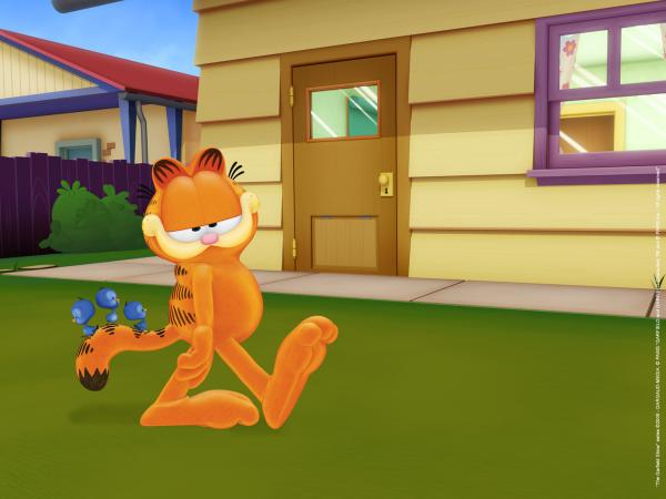 Bild 1 von 2: Als die Vogelbabys schlüpfen, halten sie prompt Garfield für ihre Mama.