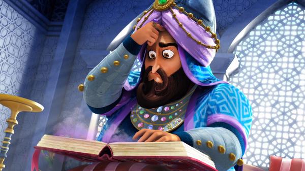 Bild 1 von 8: Irgendetwas stimmt nicht! Sultan Yunan wundert sich über die seltsamen Fragen im Buche Rosetta el Arishs.