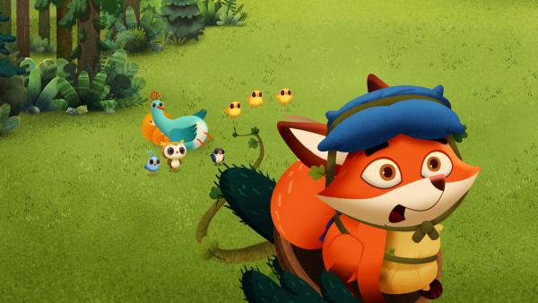 Bild 1 von 1: Reggie, geschützt durch Kissen, unternimmt einen ersten Flugversuch.© KiKA/Sixteen South & Letko - Honorarfreie Verwendung gemäß AGB im redaktionellen Zusammenhang mit genannter Sendung bei Nennung \