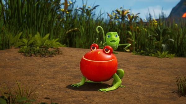 Bild 1 von 4: Achtung! Gleich muss der Tomatodon wieder niesen!
© ZDF/Cheeky Little Media - Honorarfreie Verwendung gemäß AGB im redaktionellen Zusammenhang mit genannter Sendung bei Nennung \