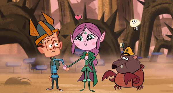 Bild 1 von 3: Ephi (M.) ist vom Liebeszauber gepackt und schwärmt für Marcus (r.). Ratrick und Lumi (r.) wundern sich.