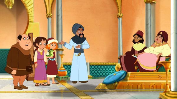 Bild 1 von 17: Im Bild: Lilli steht mit Isabelle und ihrem Vater vor dem Sultan und der Sultansmutter.