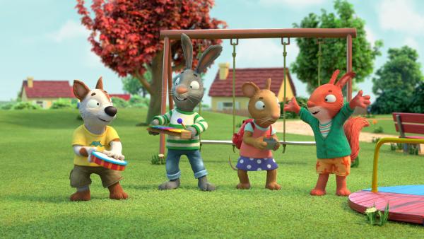 Bild 1 von 3: Der erste Auftritt der coolen Band von Zac, Pip, Posy und Jamila.© ZDF/Magic Light Pictures LTD 2021 - Honorarfreie Verwendung gemäß AGB im redaktionellen Zusammenhang mit genannter Sendung bei Nennung \