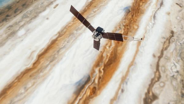 Bild 1 von 3: Die Sonde Juno der NASA soll den Riesenplaneten Jupiter erkunden. Die Mission führt Juno in unbekannte Gebiete.