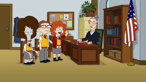 Bild 1 von 11: (v.l.n.r.) Roger; Steve; Spitz; Schuldirektorin Mahoney