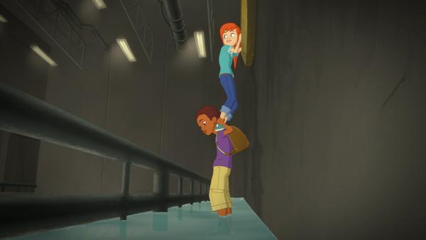 Bild 1 von 3: Das Innere des außer Kontrolle geratenen Staudamms läuft mit Wasser voll. Zoé und Harvey müssen einen Ausgang finden.