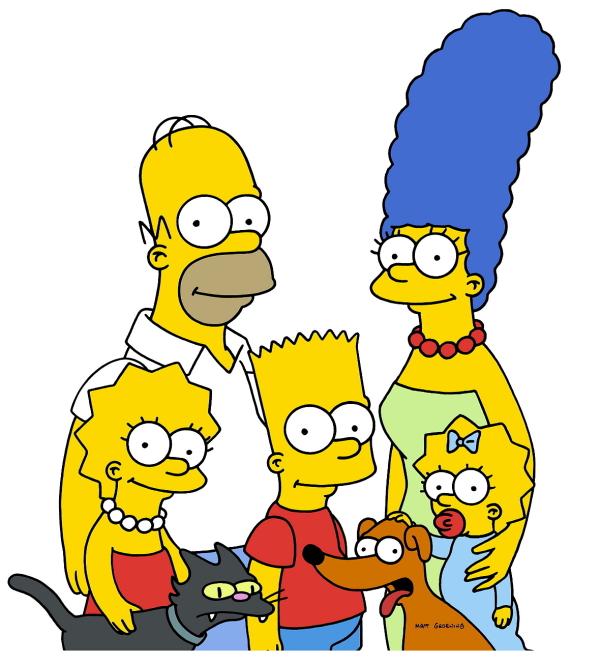 Bild 1 von 15: (13. Staffel) - Gemeinsam ist die Familie Simpsons unschlagbar: (v.l.n.r.) Lisa, Kater Schneeball, Homer, Bart, Hund Knecht Ruprecht, Marge und Maggie.