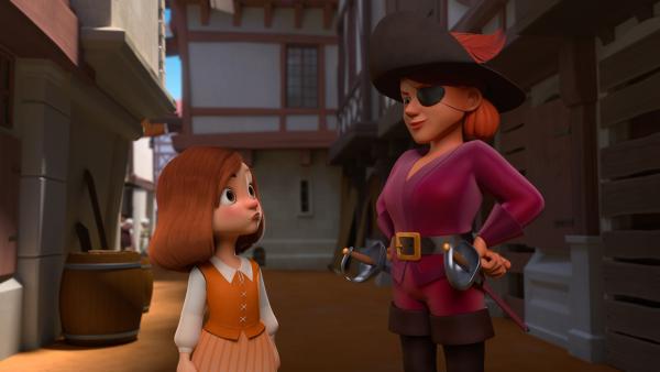 Bild 1 von 3: Zum Schein heuert Charlotte (l.) bei der Piratin Lily Rouge (r.) an.