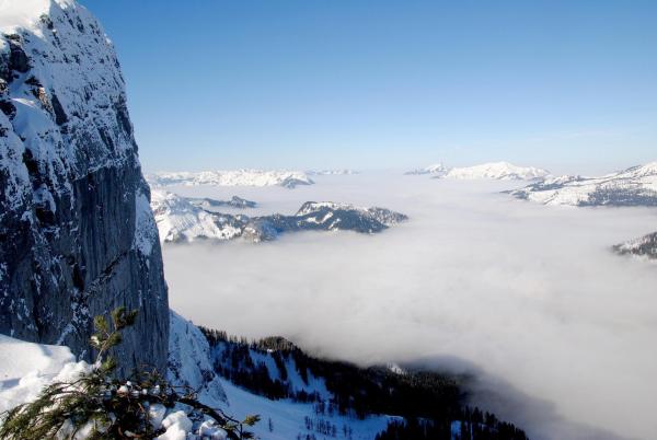 Bild 1 von 5: Im Bild: Trisselwand in der Winternebeldecke.