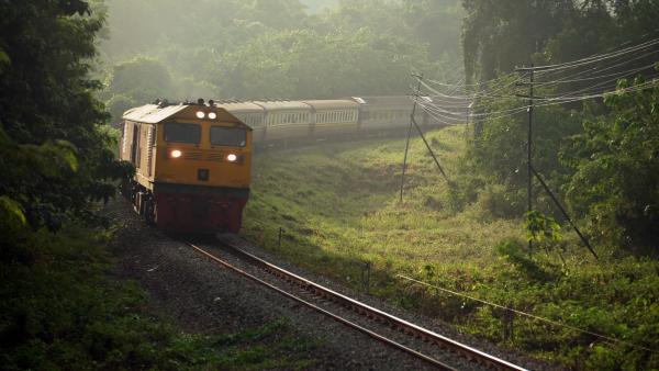 Bild 1 von 3: Mit der Südbahn Thailands können Reisende quer durchs Land fahren. Doch häufig werden die Gleise von Pflanzen überwuchert.
