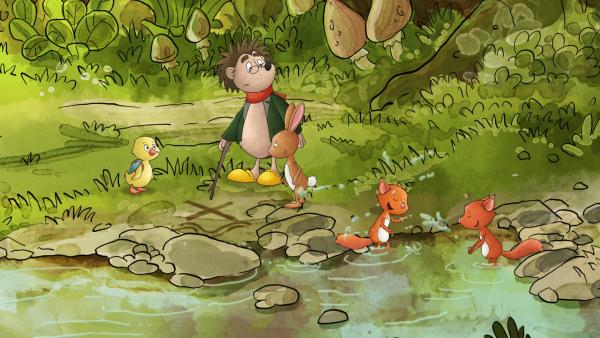 Bild 1 von 2: Rupert macht mit den Kindern einen aufregenden Ausflug in den Wald.