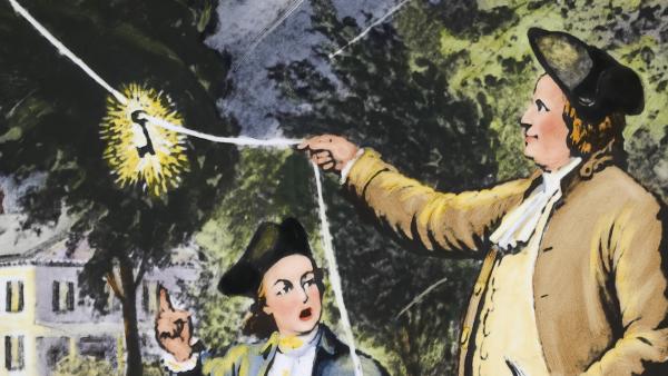 Bild 1 von 6: Inspiriert von Benjamin Franklins Experiment mit einem Drachen und einem Metallschlüssel, versucht Georg Wilhelm Richmann, die nachgewiesene elektrostatische Aufladung nun zu messen.