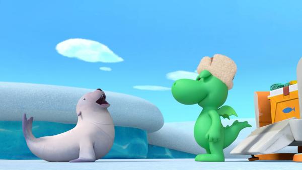 Bild 1 von 3: Grisu bekommt beim Hausbau Hilfe von \