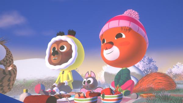 Bild 1 von 1: Luzie, Edmund und ihre Freunde veranstalten ein Picknick im Winter!