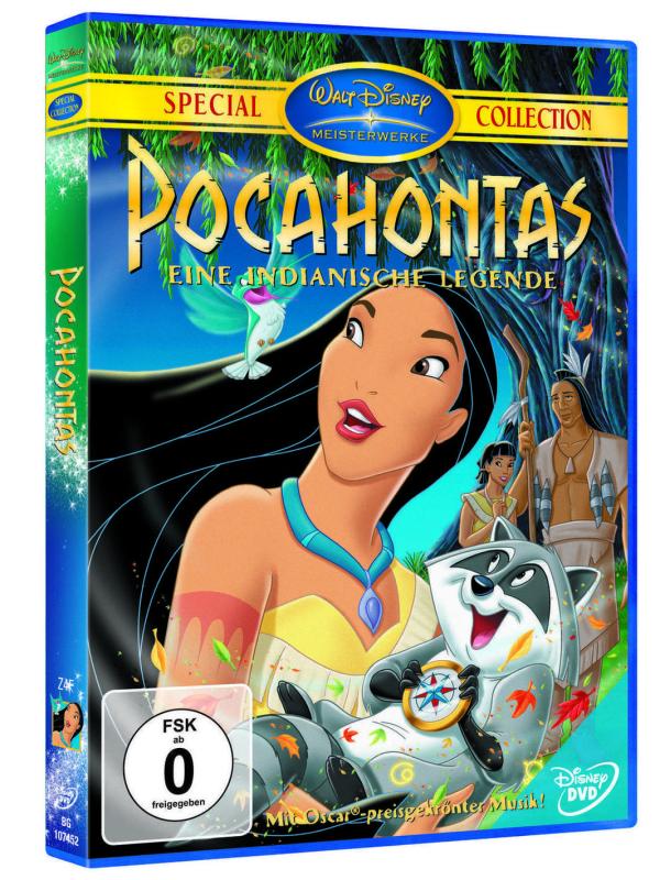 Bild 1 von 2: Abenteuerlustig streift die Häuptlingstochter Pocahontas durch die Wälder. Immer dabei sind ihre witzigen Freunden, der ewig hungrige Waschbär Meeko und der freche Kolibri Flit. Unbeschwert genießen sie ihre Freiheit, bis sich eines Tages alles ändert. Die Trommeln rufen alle Indianer des Stammes der Powhatan zusammen: Ein Schiff hat in ihrer Bucht angelegt! Goldgierige Fremde aus dem fernen England betreten das Ufer - und damit treffen zum ersten Mal zwei Welten aufeinander. Nur Pocahontas und der tapfere John Smith haben den Mut, einzugreifen. Doch können sie einen Kampf verhindern?