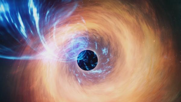 Bild 1 von 3: Schwarze Löcher gibt es überall im Universum - im Zentrum fast jeder Galaxie. Sie sind Milliarden mal massereicher als die Sonne, doch ihre Entstehung ist noch unklar.