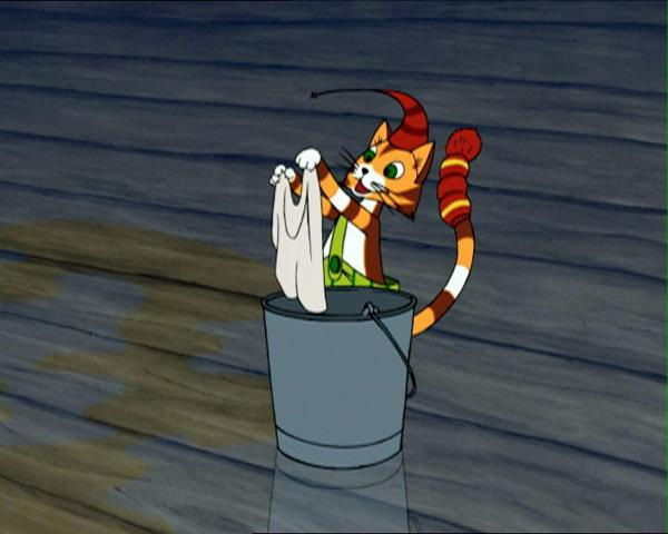 Bild 1 von 12: Findus macht eifrig sauber, damit auch der Fußboden weihnachtlich glänzt.