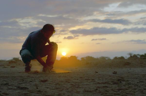 Bild 1 von 3: Insektenforscher Ummat Somjee während des Sonnenuntergangs in Kenia