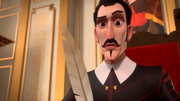 Bild 1 von 2: Richelieu fälscht die Prophezeiungen eines Hellsehers um den ihm unbequemen Marcel Charmant aus dem Weg zu schaffen.