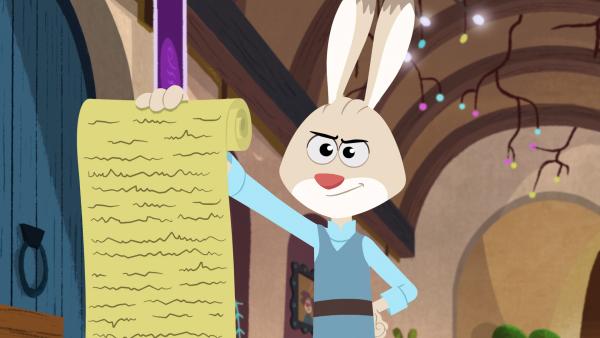 Bild 1 von 3: Anton hat es schwarz auf weiß: An der Rabbit Academy gibt es enorm viele Regeln!© SWR/Akkord Film 2026/2Minutes - Honorarfreie Verwendung gemäß der AGB im engen inhaltlichen, redaktionellen Zusammenhang mit genannter Sendung bei Nennung \