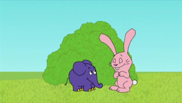 Bild 1 von 2: Hase und Elefant haben viel zu lachen.