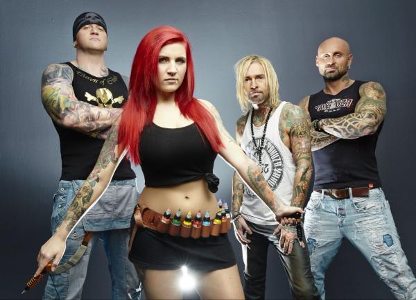 Bild 1 von 10: (1. Staffel) - Die vier Tattoo-Profis (v.l.n.r.) Randy Engelhard, Nancy Mietzi, Mick Mark und Bertram \